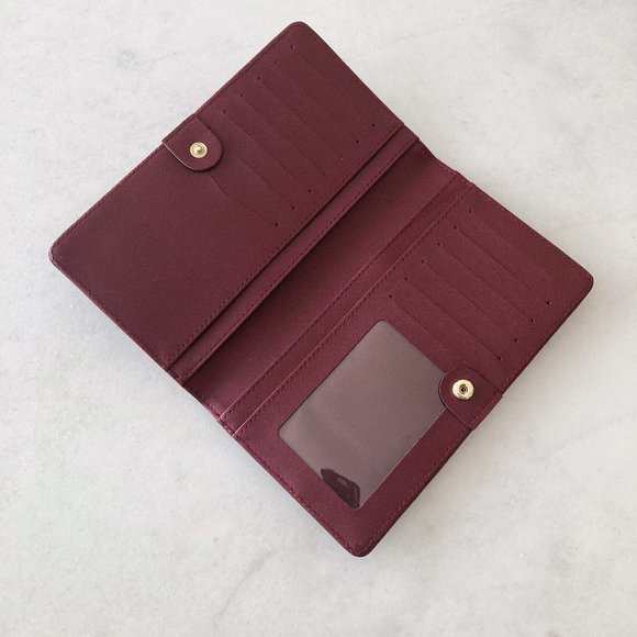 New! NWOT Lark & Ives continental snap wallet (Bordeaux / maroon with gold trim) - Picture 4 of 7